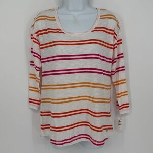 Talbots Striped Colorful Crisscross Back Blouse